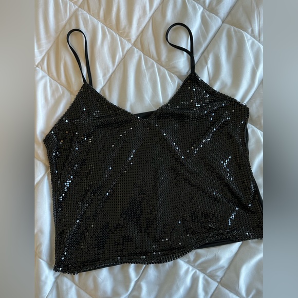 Red Herring double layer black sequined top - Picture 6 of 7